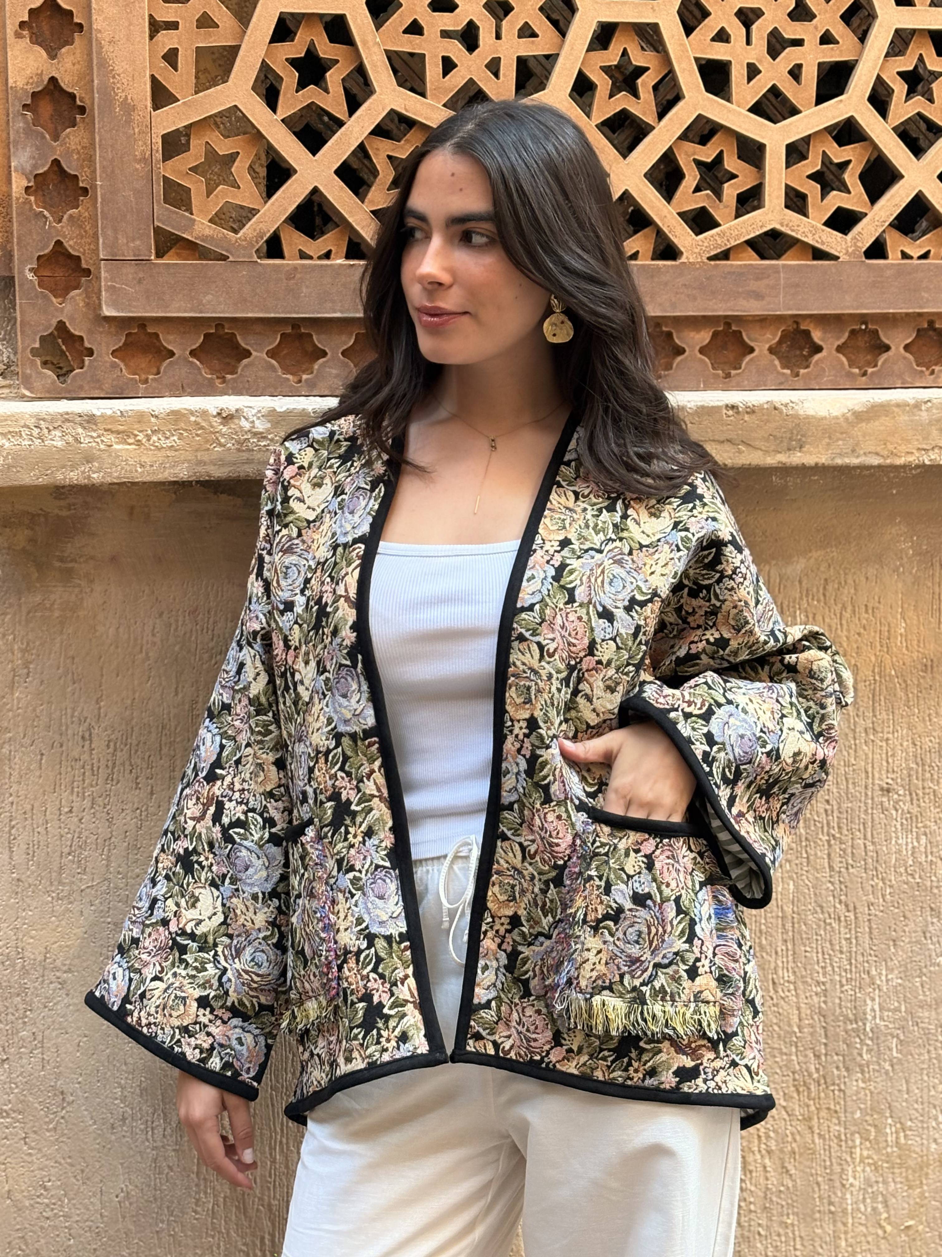Midnight Blossom Tapestry Jacket