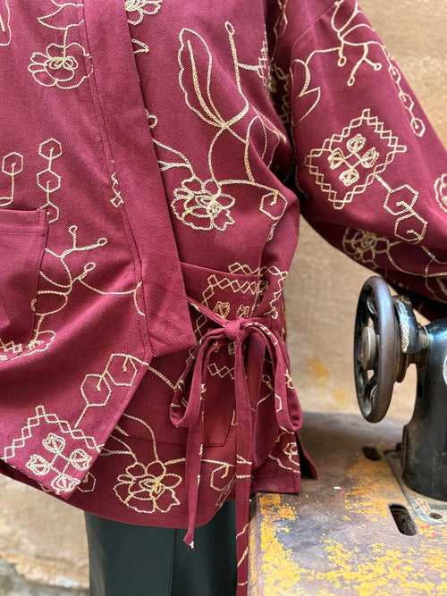 Crimson Suede Wrap Jacket