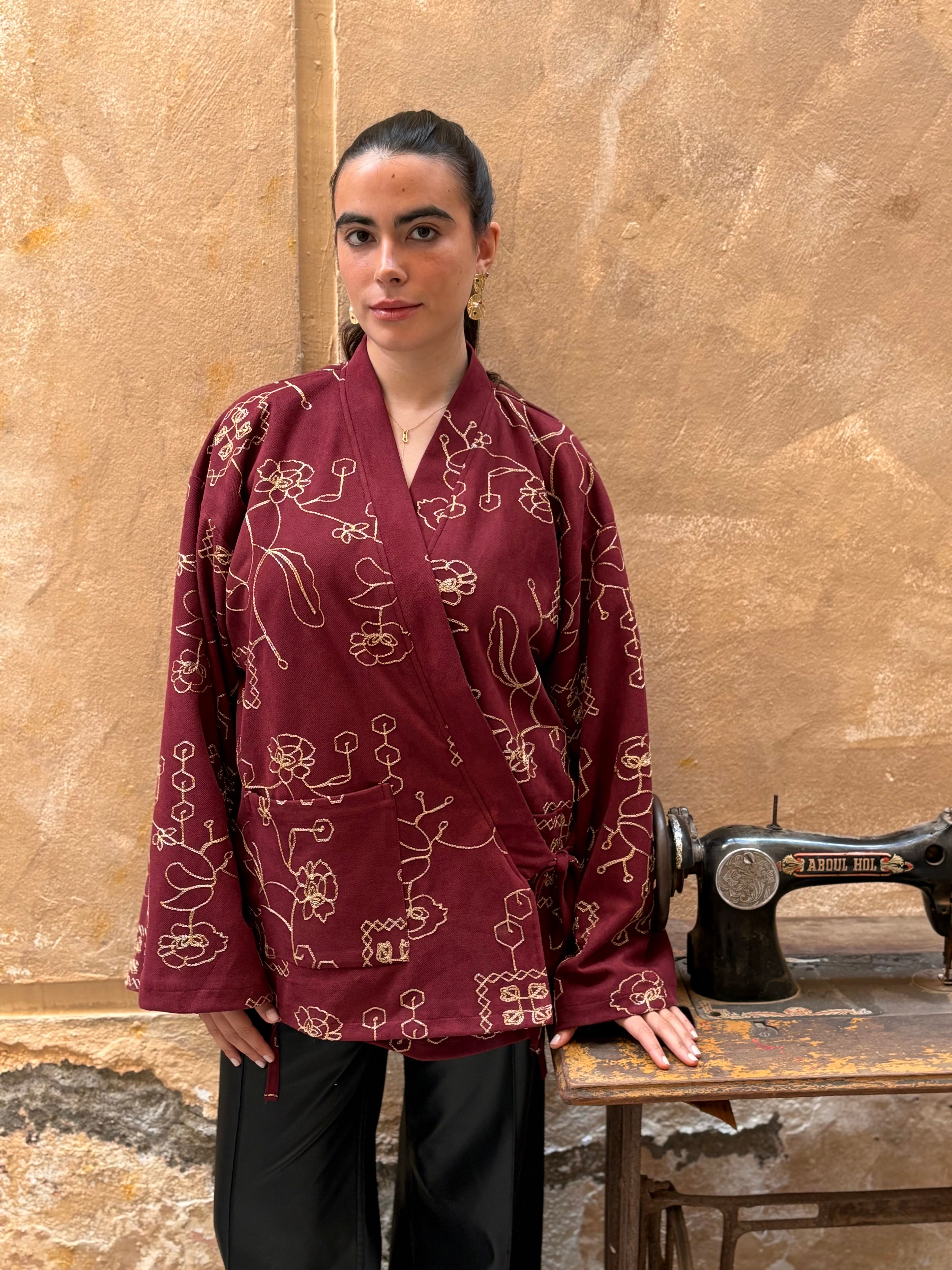 Crimson Suede Wrap Jacket