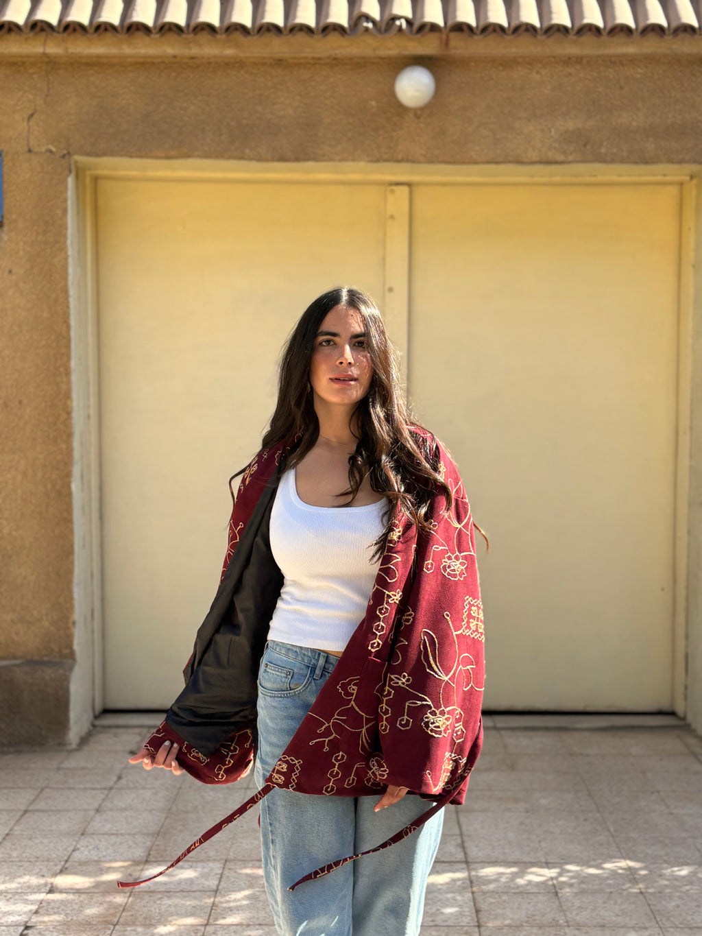 Crimson Suede Wrap Jacket