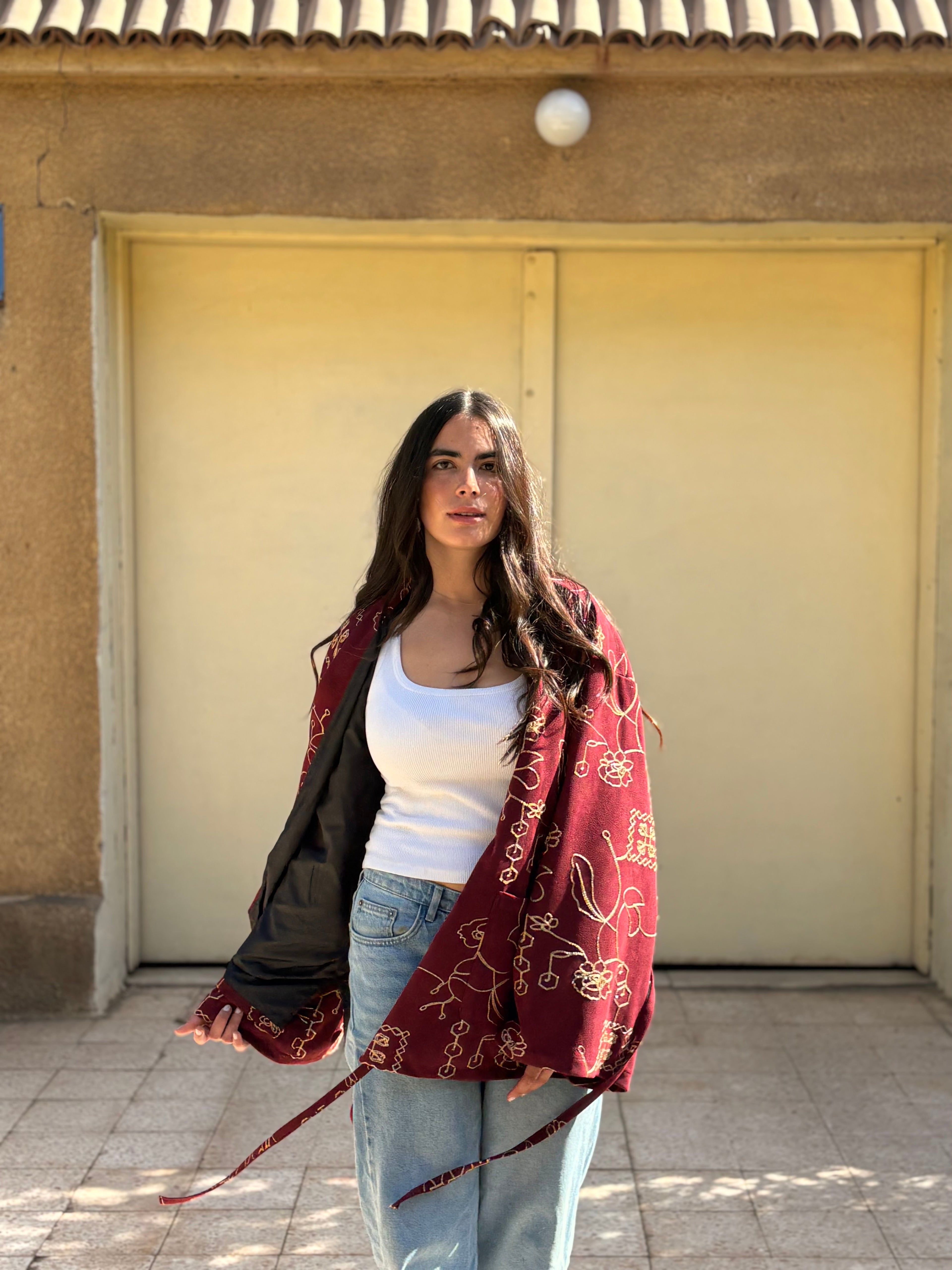 Crimson Suede Wrap Jacket